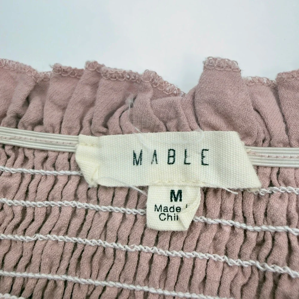 Mable Smocked Tube Top Ruffle Hem Stretch Crop Boho Pink M Coquette Coachella - Picture 5 of 7